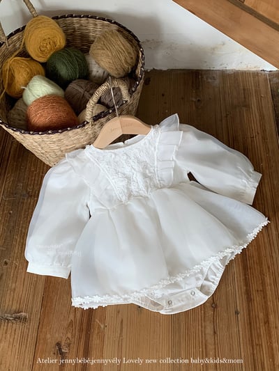 JE599｜(66cm-120cm) 玫瑰花白紗連身裙/包屁衣12