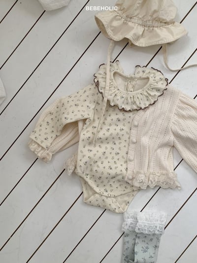 Bebe holic31｜(3m-18m) 滾邊花瓣領碎花包屁衣13