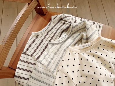 Valubebe78｜(65-90) 補丁條紋/點點上衣2