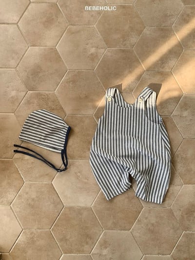 Bebe holic15｜(3m-18m) 條紋連身裝(含帽子)11