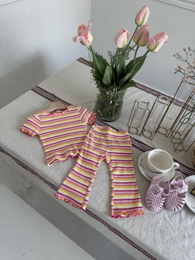 LePetitmot16｜(80-125cm) 木耳邊條紋套裝6