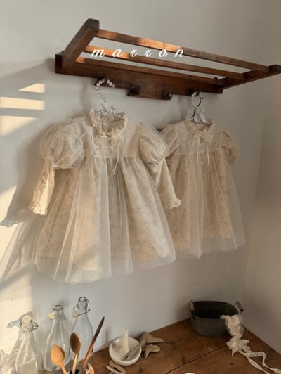 Marron55｜(1y-6y) 古典玫瑰薄紗洋裝4