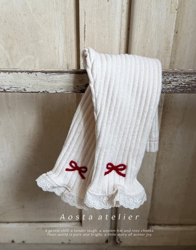 AOSTA08｜(6m-5y) 磨毛蝴蝶蕾絲緊身褲14