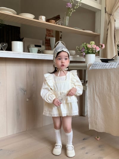 jenny bébé｜(66-90cm) 棉質飛袖蛋糕裙包屁衣1