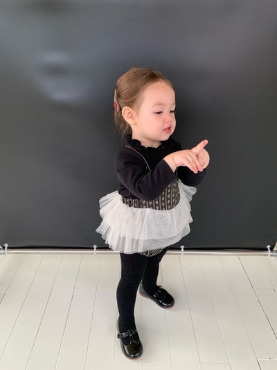 JE613｜(73cm-100cm) 小花薄紗吊帶包屁裙/花邊領上衣3