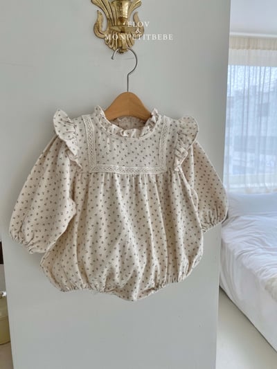 Monpetitbebe01｜(6m-18m) 碎花荷葉袖包屁衣3