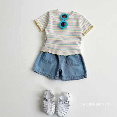 vivid49｜(78cm-125cm) 3款彩虹條紋木耳邊上衣14