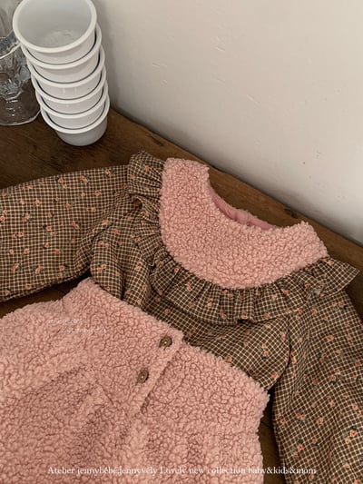 JE 642｜(80-110cm)  絨毛小碎花包屁裝5