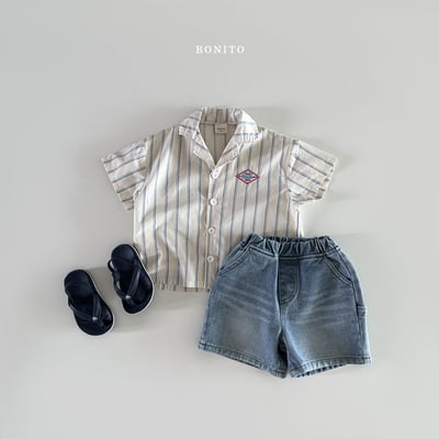 Bonito｜(75cm-125cm)kids 線條襯衫3