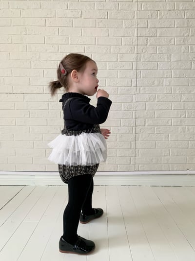 JE613｜(73cm-100cm) 小花薄紗吊帶包屁裙/花邊領上衣6