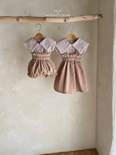 Mon petit08｜(66-90cm) 抓皺壓花吊帶包屁衣11