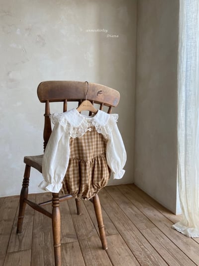 Anne Shirley09｜(3m-22m) 1色格紋花邊吊帶包屁衣5