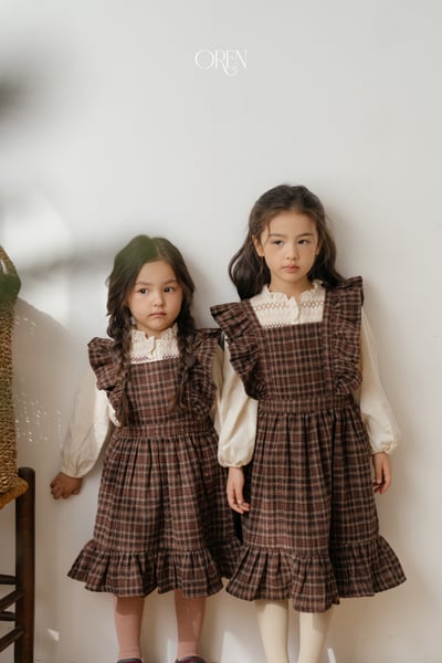 OREN25｜(85-120cm) 復古荷葉邊吊帶洋裝14