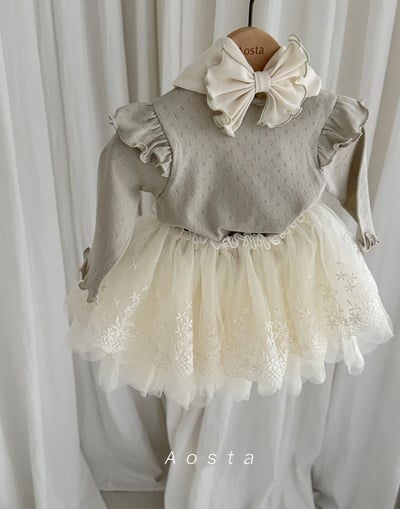 AOSTA15｜(6m-5y) 蕾絲花卉澎澎裙3