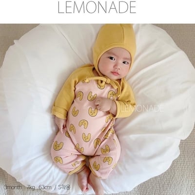 LEMONADE42｜(55cm-85cm) 2色印花連身衣含帽子12