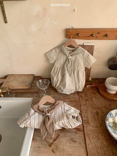 Bebe holic19｜(3m-18m) 水手條紋連身服10