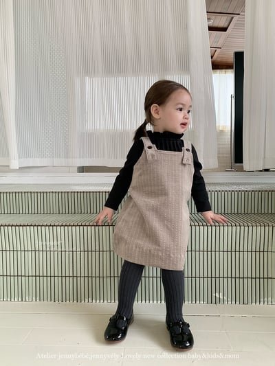 JE602｜(73cm-100cm) 學院風吊带連身裙/高領上衣2