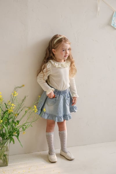 FLO38｜(75-140) 2色法式蕾絲領袖口上衣14