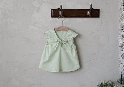 FLO37｜(75-140) 花邊翻領綁帶上衣3