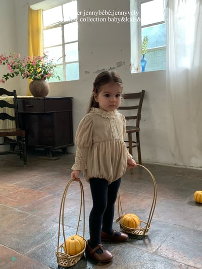 JE585｜(66-90cm) 蕾絲花邊領泡泡袖包屁衣13