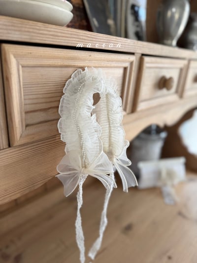 Marron38｜(Free) 珍珠蕾絲髮帶3