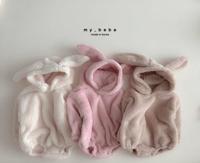 my_bebe20｜(-6m-12m-) 刷毛小兔連帽包屁衣2
