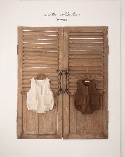 anggo32｜(3m-12m) 燈芯絨口袋包屁衣7