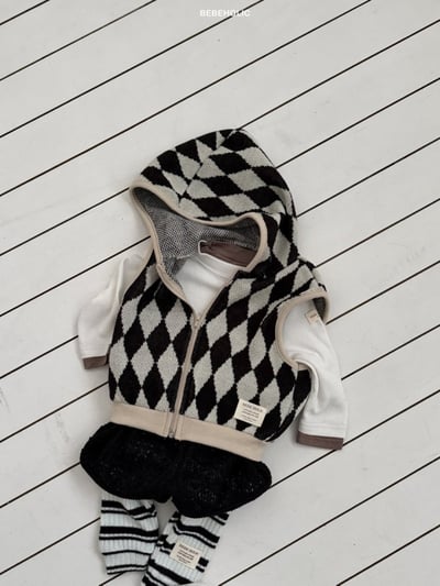 Bebe holic21｜(6m-18m) 菱格紋連帽針織背心3