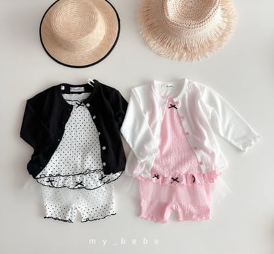 my_bebe20｜(80-120cm) 抓皺無袖緞帶套裝5