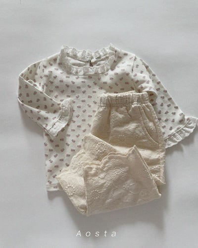 AOSTA43｜(6m-5y) 蕾絲滾邊碎花上衣7