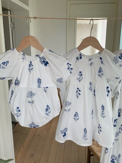 JE10｜(66-120cm-mom) 刺繡小花泡泡袖包屁衣/洋裝12