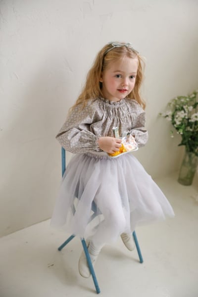 FLO24｜(75-140) 2色田園碎花娃娃袖上衣11