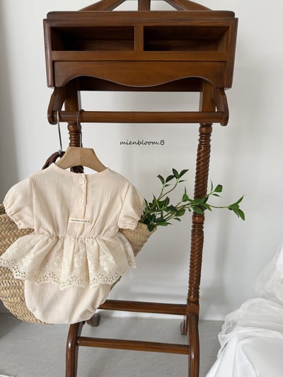 Bloom.b04｜(0m-18m) 棉麻簡約襯裙包屁衣5