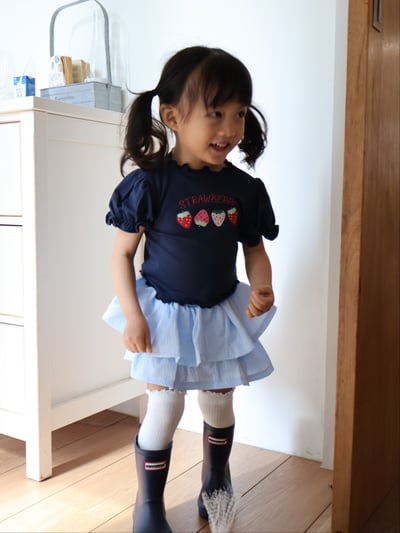 Color13｜(75-115cm) 草莓印花公主袖上衣3