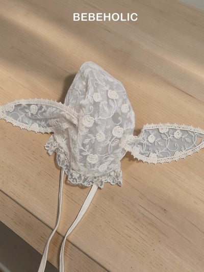 Bebe holic64｜(Free) 蕾絲兔耳綁帶帽3