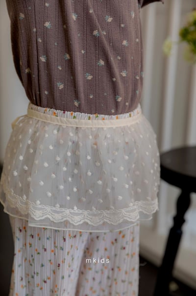 M-KIDS52｜(65-115cm) 波點蕾絲圍裙10