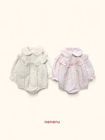 neneru03｜(60cm-85cm) 2色蝴蝶結荷葉邊包屁衣2