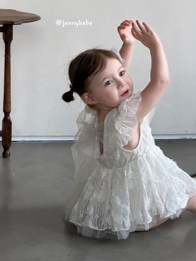 JE706｜(66-120cm) 玫瑰薄紗緞帶包屁衣/洋裝5