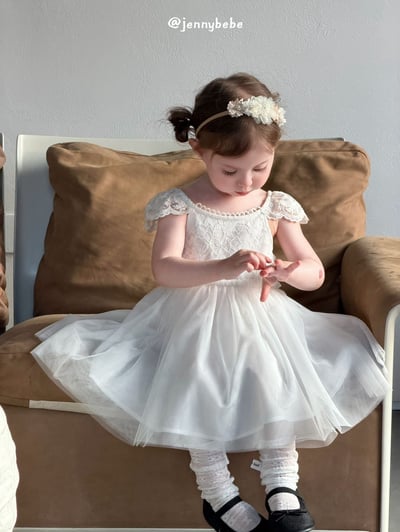 JE729｜(80-110cm) 白天鵝壓紋薄紗洋裝6