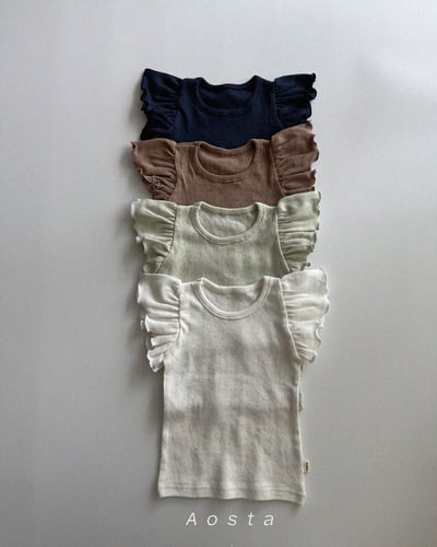 AOSTA06｜(6m-5y) 4色天使褶邊袖上衣3