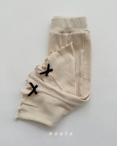 AOSTA34｜(6m-5y) 緞帶捲邊小喇叭褲6