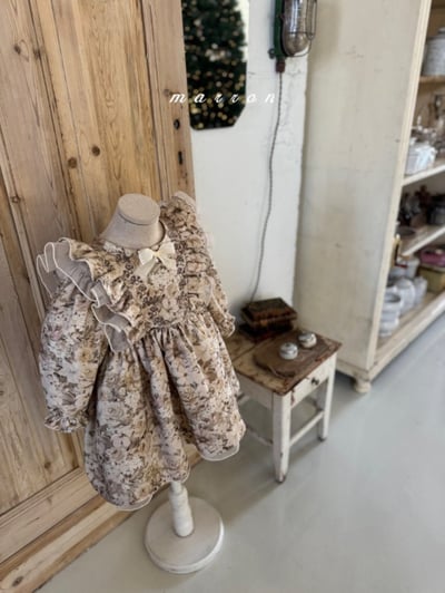 Marron 66｜(1y-6y) 古典碎花荷葉洋裝8