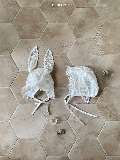 Bebe holic64｜(Free) 蕾絲兔耳綁帶帽9