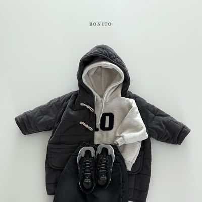 Bonito55｜(75cm-125cm) 牛角扣絎縫刷毛連帽大衣外套10