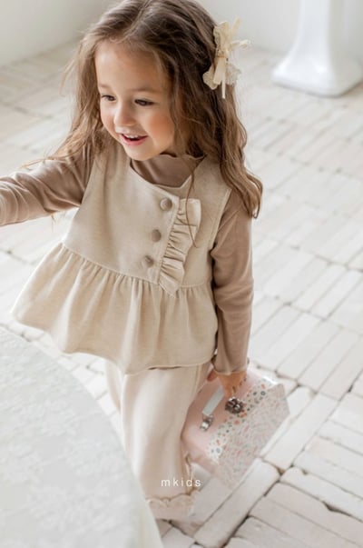 M-KIDS34｜(65-115cm) 2色磨毛荷葉背心9