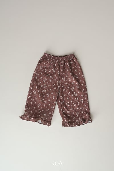 ROA33｜(6m-18m) 2色抓皺碎花荷葉擺長褲6