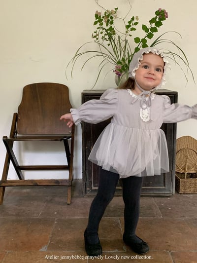 JE557｜(66-90cm) 蕾絲袖章包屁衣含帽子7