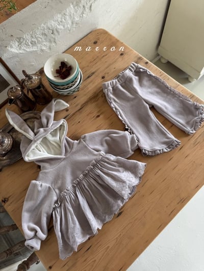 Marron 25｜(1y-6y) 兔子蕾絲刷毛連帽上衣11