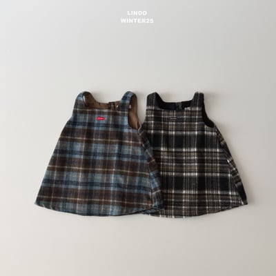 Lindo66｜(80cm-125cm) 背心格紋洋裝1