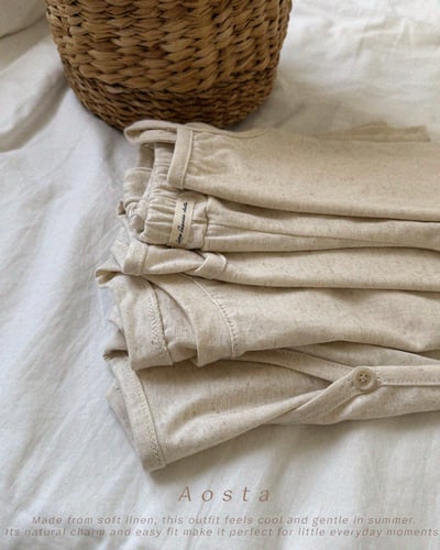 AOSTA21｜(6m-5y) 2款亞麻夏季無袖背心8